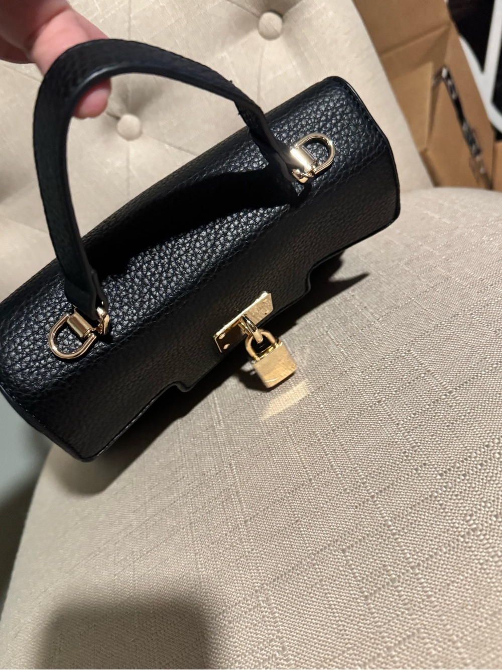 Ello Structured BLACK Satchel with Gold-Tone Lock and Hardware. Baby B - Picture 6 of 9